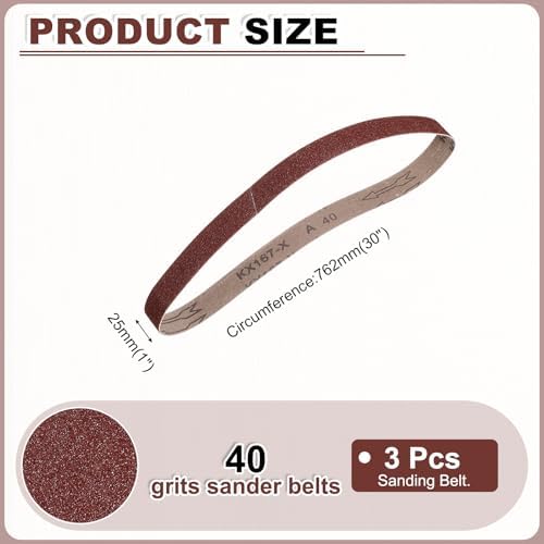 HARFINGTON 1 x 30 Inch Sanding Belts, 3 Pcs 40 Grits Aluminum Oxide