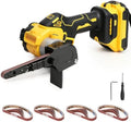 Cordless Belt Sander for Dewalt 20V Battery, 3/8"x13" Mini Detail Sander with 20PCS Belts, 360° Adjustable, LED Display, Finger Sander for Wood, Paint, Metal Rust, DIY (Battery Not Included)