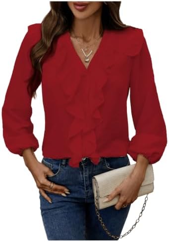 GORGLITTER Women's Ruffled Top Blouses Dressy Business Casual Outfits