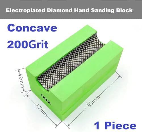 Concave Electroplated Diamond Sanding Block, 200 Grit Curved Polishing Pad for Grinding Trimming Granite Marble Glass Stone Tile Wood (1 Piece)