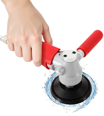 Air Wet Polisher/Sander 4" Versatile Wet Stone Grinder 4300 RPM Pneumatic, Front Exhaust, Ideal for Polishing Stone and Concrete Water Mill Granite Marble Stone Wet Air Sander