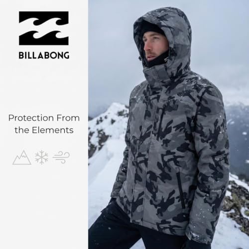 Billabong Ski Jacket Men - Waterproof Shell, Hooded Warm Winter Snow Coat