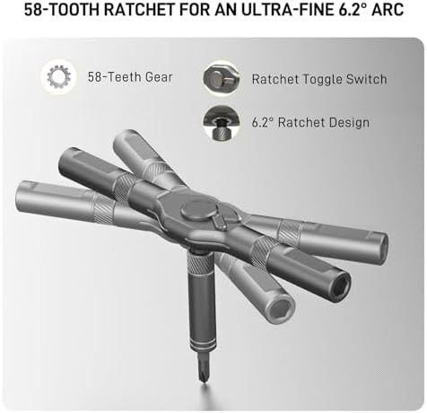 42 in 1 Magnetic Ratcheting Screwdriver Set with Storage Case & Multi Bits | T Handle Allen Wrench Set, S2 Steel Bits Perfect for computer, Eyeglass, Bicycle, Watch, Furniture, and DIY Repair.
