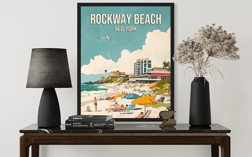 Rockaway Beach New York Unframed Wall Art Print Poster, US Vintage Retro Beach Scenery Posters Prints for Restroom Home Picture Painting Artwork Gallery 219 (Rockaway Beach New York, 24"L x 18"W, Unframed)