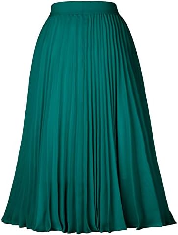 GRACE KARIN Pleated Midi Skirt for Women Chiffon A-Line Outfits