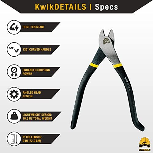 KwikSafety - Charlotte, NC - PINZA Ironworker Pliers Heavy Duty Diagonal Cutting Pliers Angled Head Steel Rebar Cut Aluminum Bi-Material Tempered Handles & Short Beveled Jaws Lineman Plier