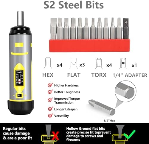 Torque Screwdriver Wrench Set 10-70 Inch Pounds for Professional Maintenance, Firearms Accurizing Gunsmithing, Scope Mounting, Tools with 1/4" Adapter