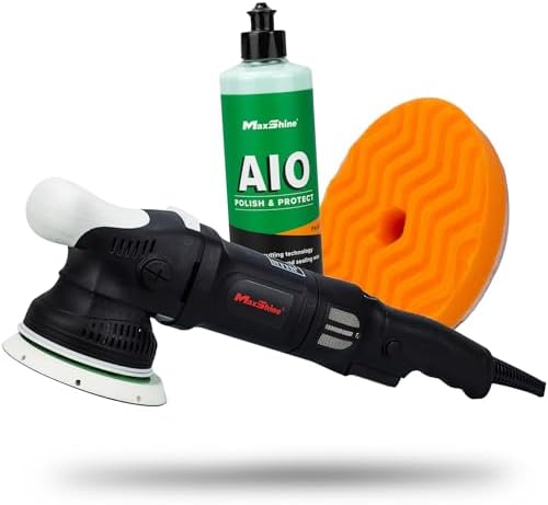 Maxshine M15 Pro Dual Action Polisher & AIO Polish Kit – 15mm Long Throw 1000W Car Buffer with 5” Backing Plate, Variable Speed 2,500–5,000 OPM – Detailing Tool for Cars, Trucks, SUVs & Boats