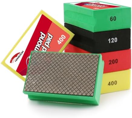 Diamond Hand Polishing Pads Foam Back Sanding Blocks for Sanding Ceramics Glass Tile Concrete Stone Marble Granite Grit 60