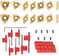 14 Pcs Turning Inserts for 1/2'' 12mm Turning Grooving Threading Boring Carbide Inserts Carbide Turning Tool