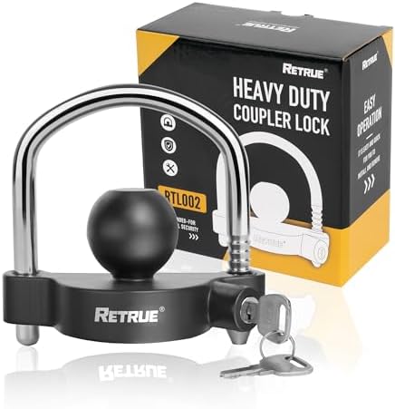 RETRUE Trailer Coupler Lock, Adjustable Hitch Ball Lock, Matte Black