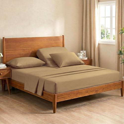 JS Sanders Collection Split Head Sheet Set 4PC Cal. King Size, Taupe