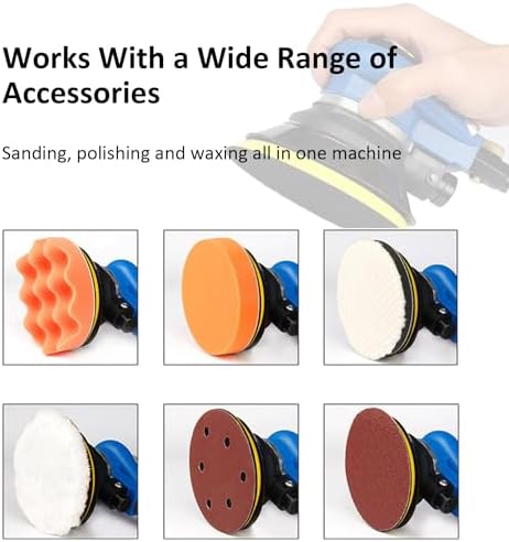 Air Random Obrital Sander 5" Dual Action Palm Sander, Hook and Loop Air Powered and Swirl Free. (5" da sander)