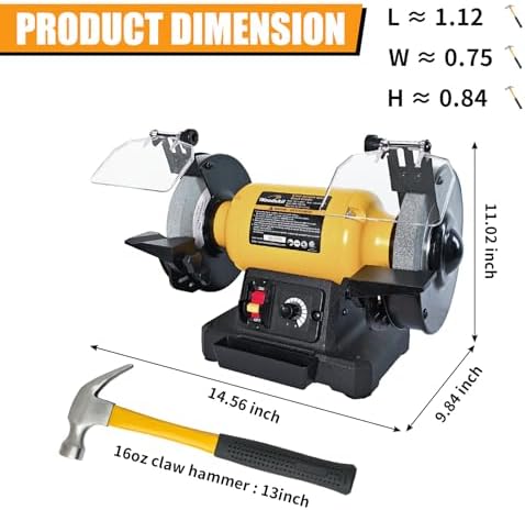 Woodskil 6" 2.5A Variable Speed Bench Grinder for Sharpening,2000–3400 RPM