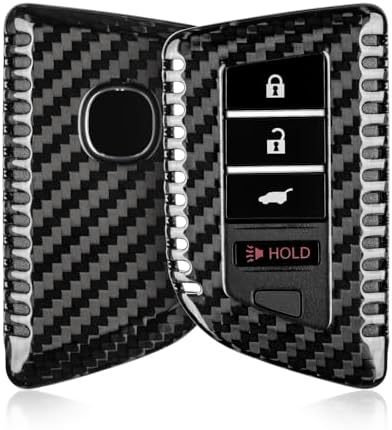 T-carbon Key Fob Cover with Keychain Fits Acura MDX 2023 4 Buttons Smart Remote Keyless Accessories,Real Carbon Fiber Key Case Protector Fits Acura Integra RDX RLX NSX ILX TLX TLX-L CDX 2022-2025