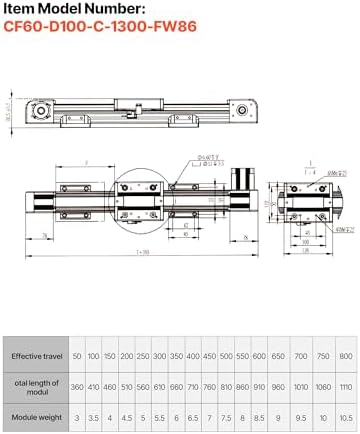 VEVOR Linear Guide Rail, Belt Drive, CNC Linear Motion Stage Actuator, with Nema34 Stepper Motor, 1300 mm Stroke Work Size, High Speed Motorized, for Engraving Machine, CNC Milling Machine, 3D Printer