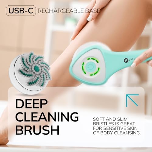 6-in-1 Silicone Body Scrubber & Back Scrubber for Shower, IPX7 Waterproof
