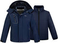 wantdo Boys' 3-in-1 Ski Jacket Fleece-Lined Winter Coat Hooded Raincoat