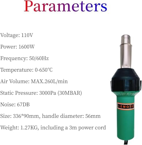 110V 1600W Hot Air Plastic Welder Hand Held Heat PVC Vinyl Linoleum Flooring Hot Air Welding Gun Tools Kit (Set 1)