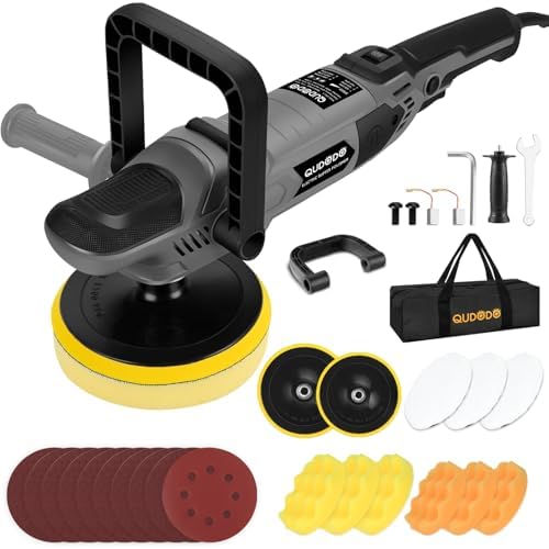 Car Buffer Polisher, Pulidora De Autos 5 Inch/7 Inch with 6 Variable Speed 600-3600rpm, Polishing Machine Kit with Detachable Handle & Buffing Pads, Pulidora for Car, Boat Sanding, Waxing