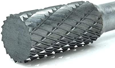 Benchmark Abrasives 6” Cylinder Shape Double Cut Tungsten Carbide Die Grinder Bits Metal Deburring Tool Rotary Burr, 1/4 Inch Shaft, Engraving Tool for Woodworking Shaping Carving (SA-3)