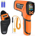 Infrared Thermometer Temperature Gun,-40℉~2912℉ Pyrometer, 50:1 High Temp Thermometer with Thermocouple Probe, Non-Contact Digital IR Laser Thermometer for Industrial HVAC Forge Metal