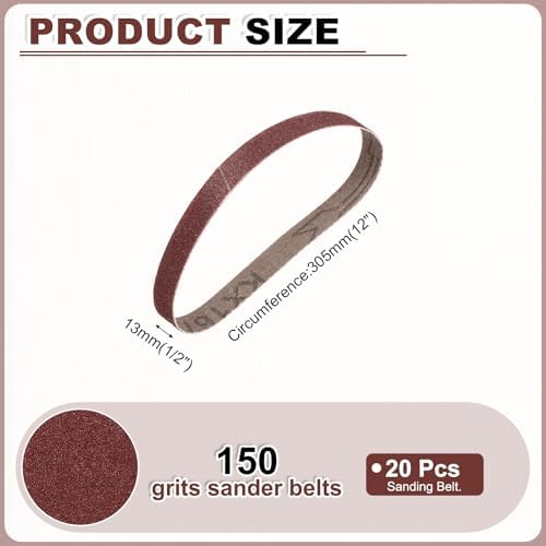 HARFINGTON 1/2 x 12 Inch Sanding Belts, 20 Pcs 150 Grits Aluminum Oxide