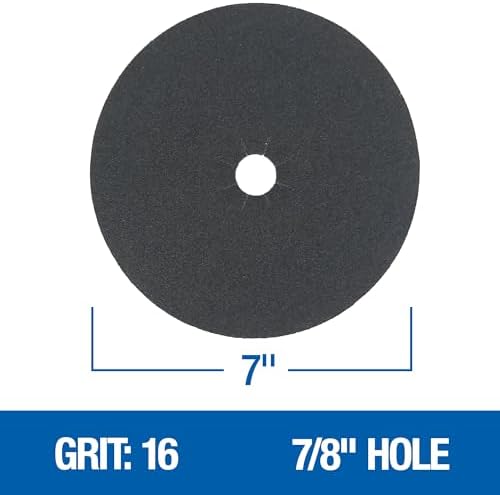 Mercer Industries 408016 Silicon Carbide Cloth Floor Sanding Edger Discs, 7" x 7/8" Hole, Grit 16X (50 pack)