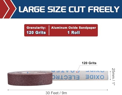 Sandpaper Roll 1Inch 30FT 120Grit Aluminum Oxide Emery Cloth Roll