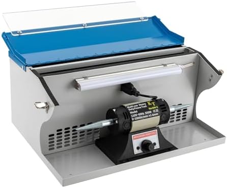 Jewelry Buffer Polisher Machine 500W Jewelry Bench Polisher Dust Collector Infinitely Adjustable Speed Jewelry Polishing and Buffing Machine Tabletop Polishing Machine for Jewelry Aluminum Chrome