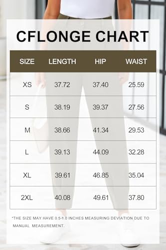 CFLONGE Womens Ankle Work Pants Trousers Casual Slacks