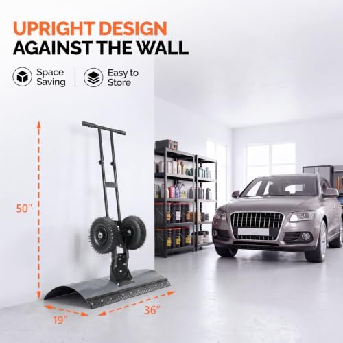 VINGLI 36‑Inch Snow Pusher with Wheels, Metal Snow Shovel for Driveway