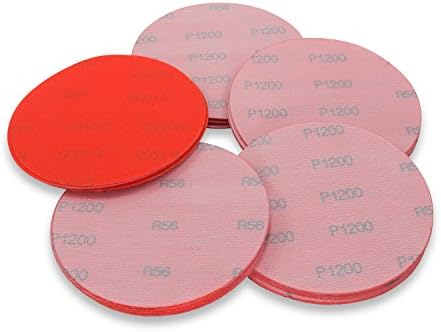 Red Label Abrasives 6 Inch 1200 Grit High Performance Hook and Loop Wet/Dry Auto Body Film Sanding Discs, 50 Pack
