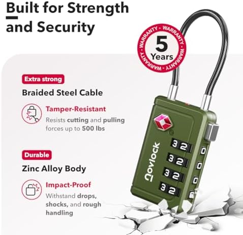 TSA Approved Luggage Locks, Travel Locks with Inspection Indicator