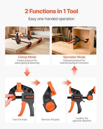 VEVOR Bar Clamps for Woodworking, 8-Pack, 6" and 12", with Spring Clamps, One-Handed Clamp/Spreader, 154 lbs Load Limit, Quick Release, Self-Locking Design, for Wood Working and Metal Working