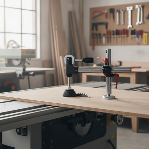 Iron Panel Saw Hold-Down Clamp for Woodworking, Horizontal Workholding Device Secures Large Sheets for Straight Cuts, Black Finish