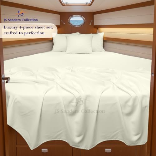JS Sanders Collection 4PC Boat Sheet Set Universal V Berth, Ivory
