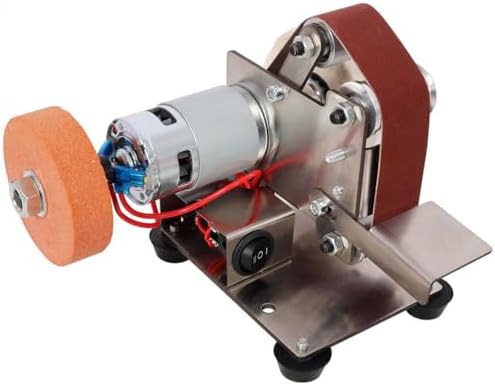 3-In-1 Mini Belt Sander, Small Bench Grinder Kit with 7 Speed Adjustable Power Polisher and DIY Polishing Grinding Tool,for Metal Wood DIY Handcraft, Tool & Knife Sharpening