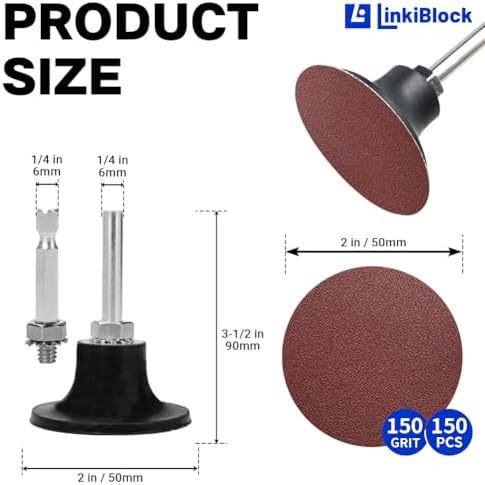 150Pcs 2 inch R-Type Quick Change Aluminum Oxide Surface Conditioning Sanding Discs Set 150 Grit with Adapter & Backing Pad