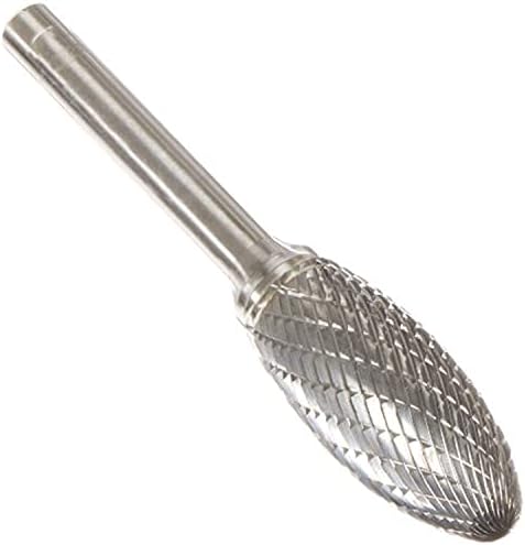 Drill America SH-6 Carbide Burr/Rotary File Flame Double Cut for Die Grinder 5/8" Dia. x 1-7/16" Cut Length with 1/4" Shank and 3-3/16" Overall Length, DUL Series