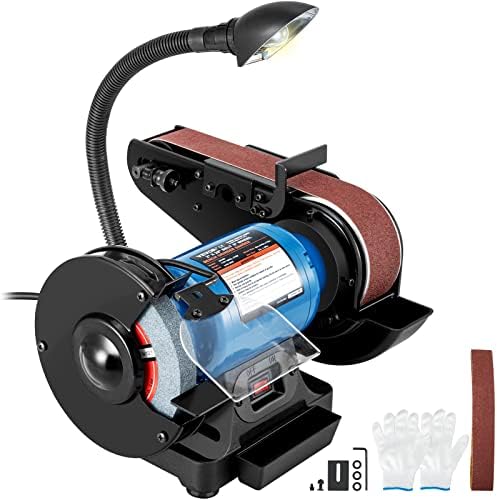 VEVOR 2IN1 2" Belt Grinder for Knife Making, 6" Belt Sander, 3450RPM Belt and Disc Bench Sander 90° Belt Holder with Sturdy Base and LED Working Lamp