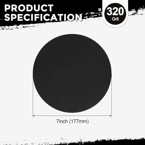 50Pcs Sanding Discs 7In 320Grit Hook and Loop Sandpapers Black