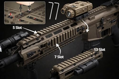Gotical 13 Slots MLOK Picatinny Rail Section for M-Lok Handguard Flat Dark Earth Fit for 21mm Picatinny/Weaver Rails