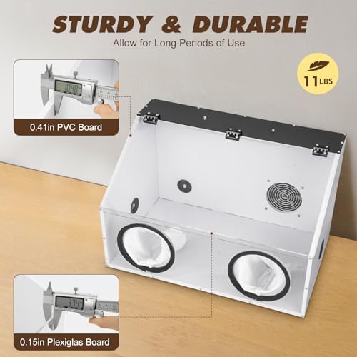 Fully Enclosed Grinding Table Polisher Dust Box, Acrylic Dust Box Transparent Dust Box Cover,2-Hole Table Polisher Box with Led Light for Polishing Machine, Carving, Cutting, Drilling (2 Holes)