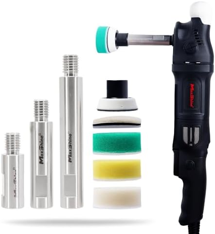 Maxshine Universal Stainless Steel Extension Shaft Set & 2" Polishing Kit – 2”, 3” & 5” Polisher Extenders for 5/8” Backing Plates – 8-Piece Rotary Polisher Accessory for Car Polishing & Detailing