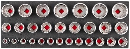 TEKTON 1/2 Inch Drive 12-Point Socket Set, 29-Piece | SHD92805 | Shallow, 10 - 38 mm, Foam Organizer