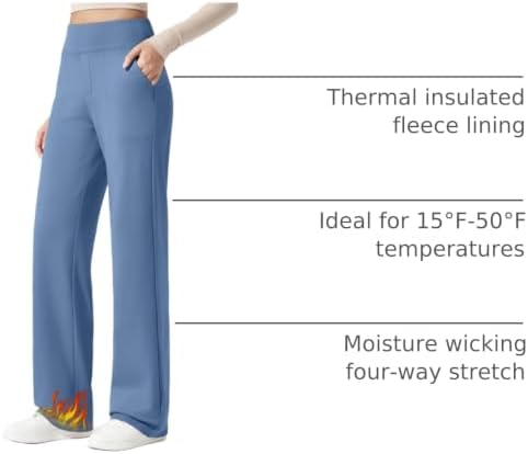 G4Free EverGoing Fleece Lined Wide Leg Pants for Women Dressy Work Casual