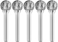 SD-5 Tungsten Carbide Burr Rotary File Ball Shape Double Cut with 1/4''Shank for Die Grinder Drill Bit - 5 Pcs