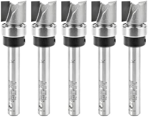 Amana Tool 45463-3TS Carbide Tipped Flush Trim Plunge Template Router Bit 3/4 Dia x 1 Inch x 1/2 Shank with Upper Ball Bearing 3 Flute