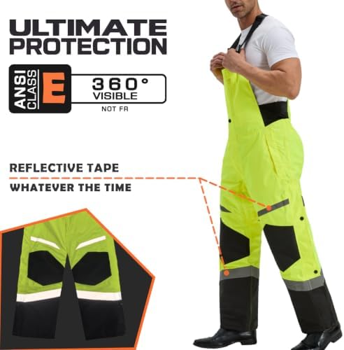 Mens Snow Bib Overalls, Insulated Coveralls for Men Waterproof